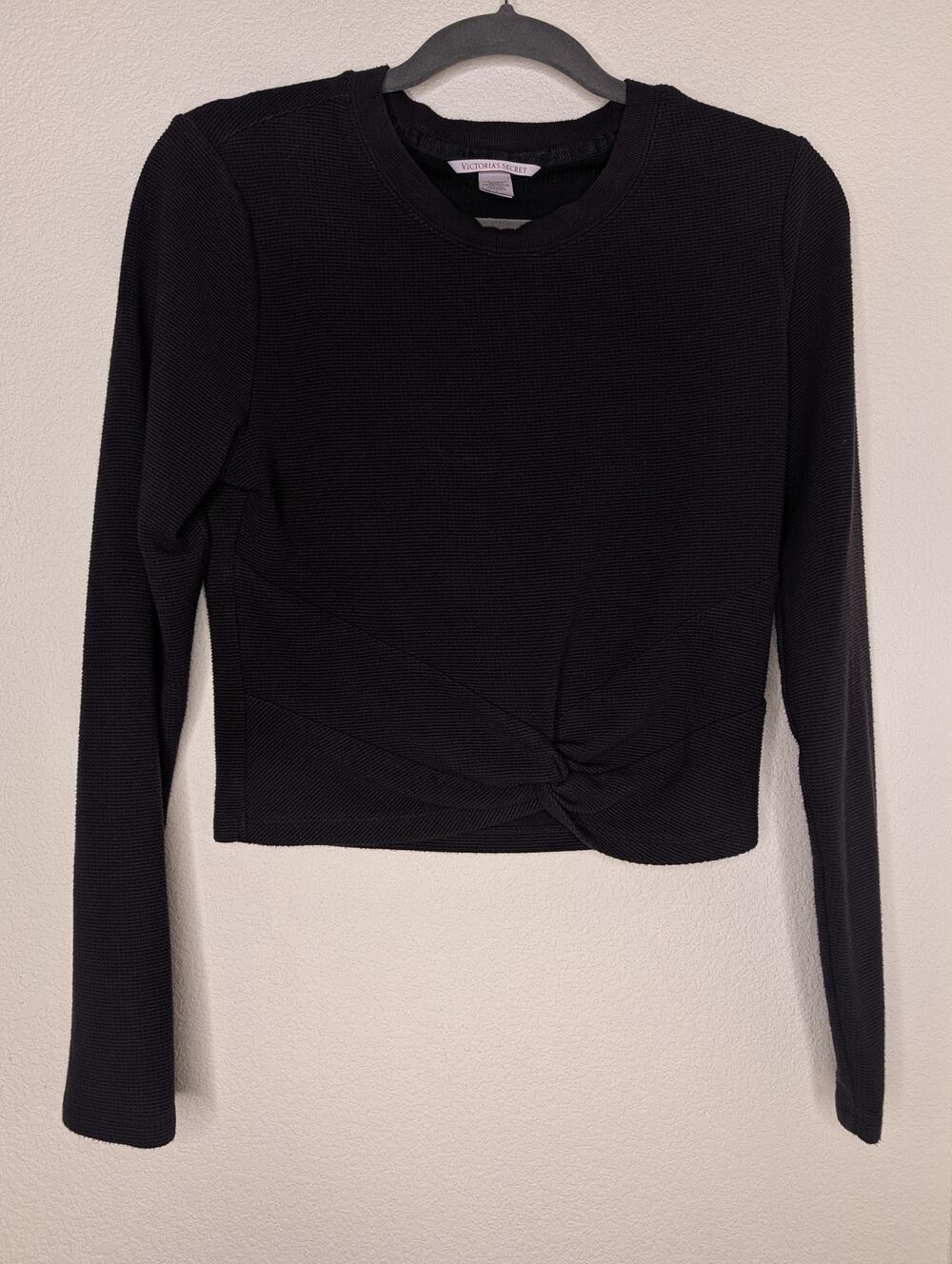 Victoria’s Secret Waffle Knit Twist-Front Cropped Top Y2K M Activewear Babydoll